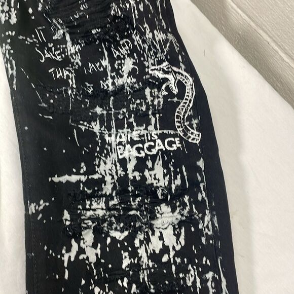 Jordan Craig Aaron Black and White Graphic Print Jeans Size 30x32 - Picture 10 of 13